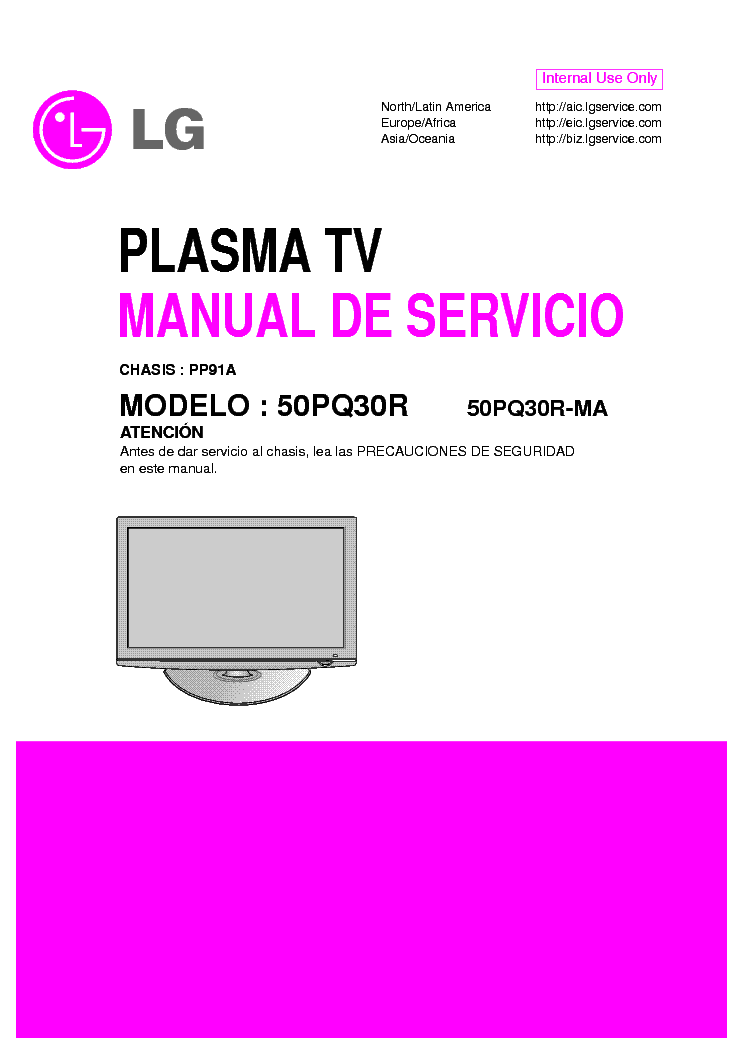 LG 50PQ30R[-MA] SPANISH CHASSIS PP91A service manual (1st page)
